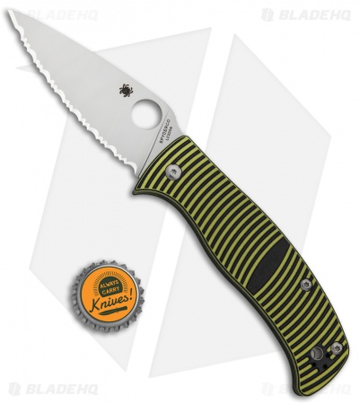 Spyderco Caribbean Compression Lock Knife Black/Yellow G-10 (Full Serr) C217GS