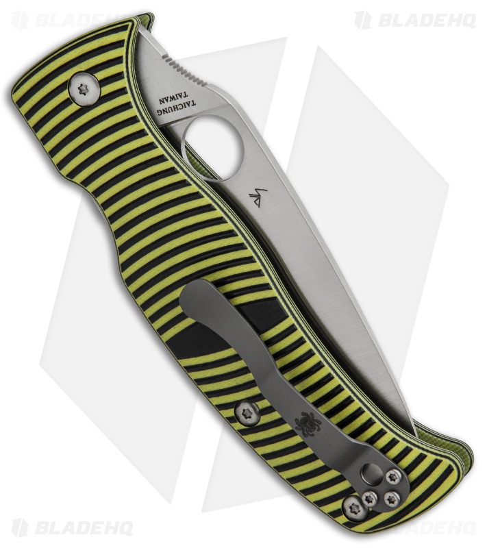 Spyderco Caribbean Compression Lock Knife Black/Yellow G-10 (Full Serr) C217GS