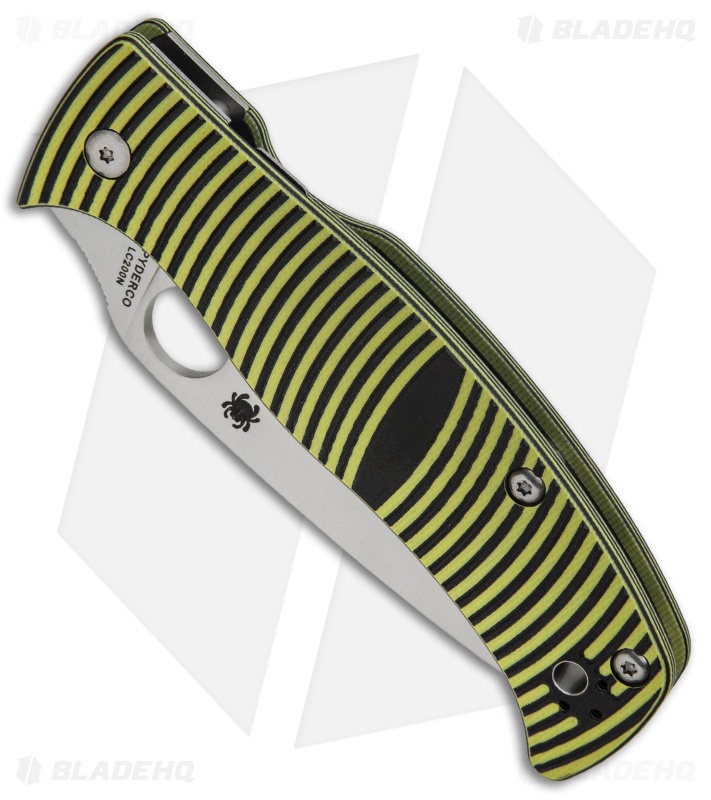 Spyderco Caribbean Compression Lock Knife Black/Yellow G-10 (Full Serr) C217GS