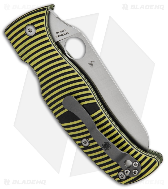 Spyderco Caribbean Sheepsfoot Knife Black/Yellow G-10 (3.7" Satin) C217GPSF