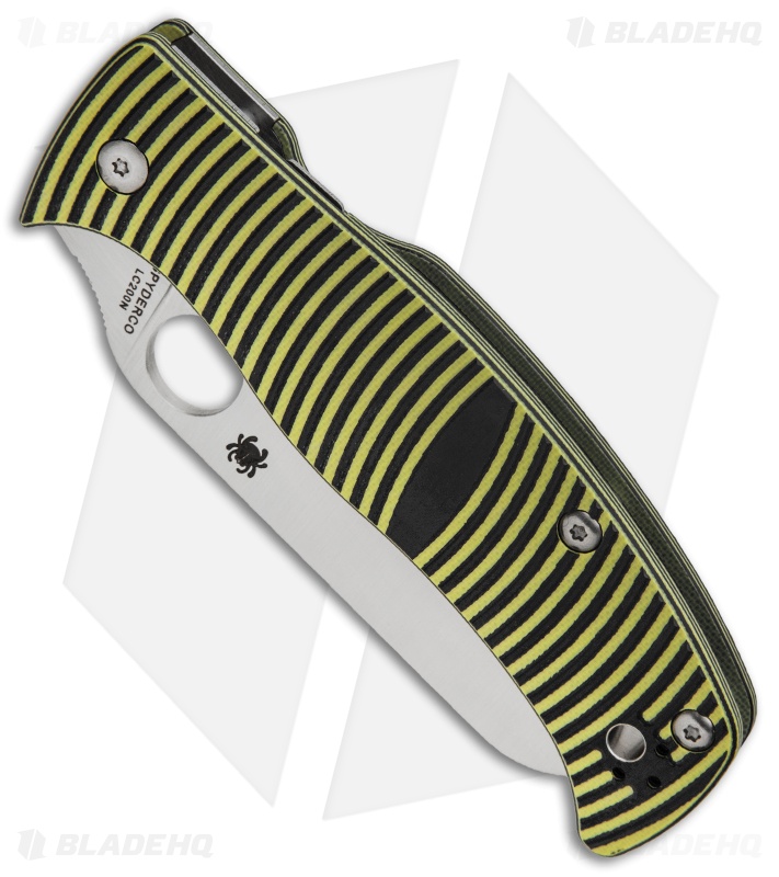 Spyderco Caribbean Sheepsfoot Knife Black/Yellow G-10 (3.7" Satin) C217GPSF