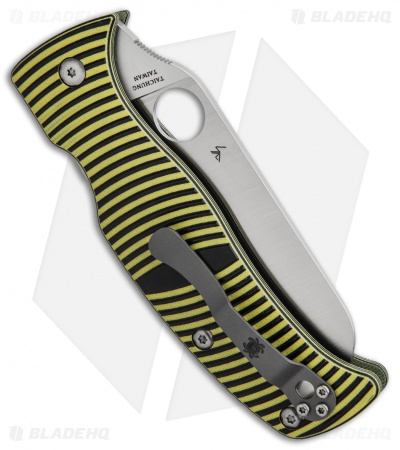 Spyderco Caribbean Sheepsfoot Knife Black/Yellow G-10 (Satin Full Serr) C217GSSF