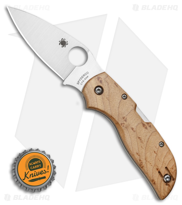 Spyderco Chaparral Lockback Knife Birdseye Maple (2.8" Satin) C152WDP