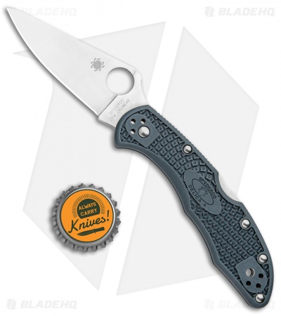 Spyderco Delica 4 Knife Flat Ground Dark Gray FRN (2.88" Satin CRU-WEAR) C11PDGY