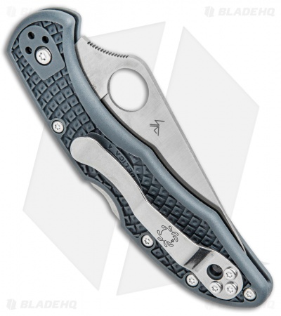 Spyderco Delica 4 Knife Flat Ground Dark Gray FRN (2.88" Satin CRU-WEAR) C11PDGY