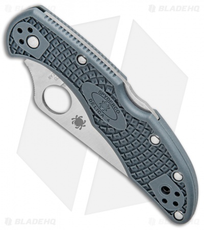 Spyderco Delica 4 Knife Flat Ground Dark Gray FRN (2.88" Satin CRU-WEAR) C11PDGY
