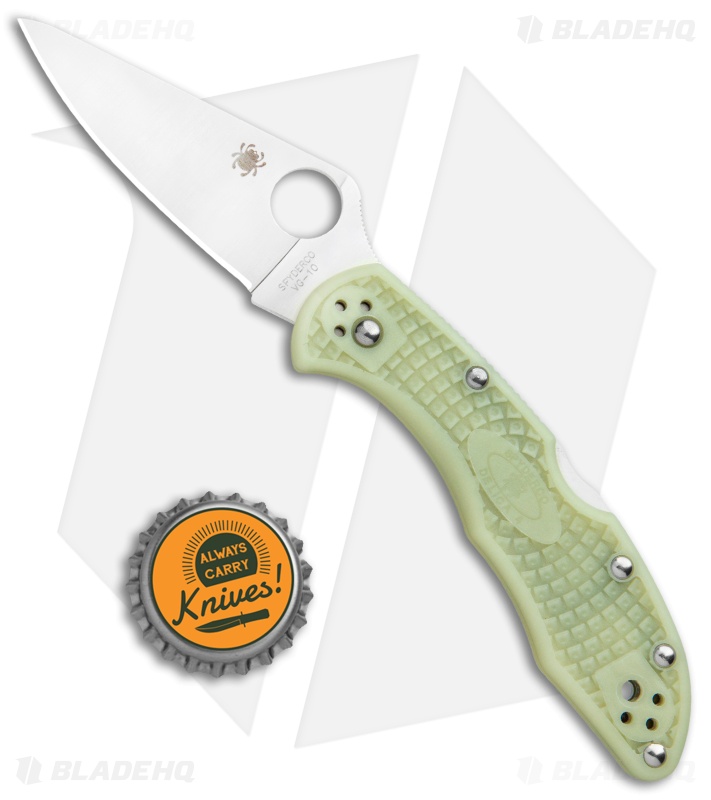 Spyderco Delica 4 Knife Flat Ground Glow Scales (2.88" Satin)  C11FPGITD