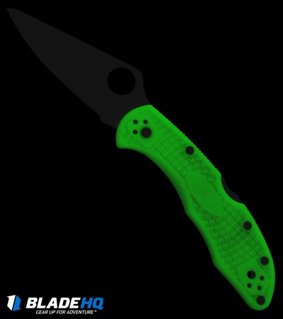 Spyderco Delica 4 Knife Flat Ground Glow Scales (2.88" Satin)  C11FPGITD