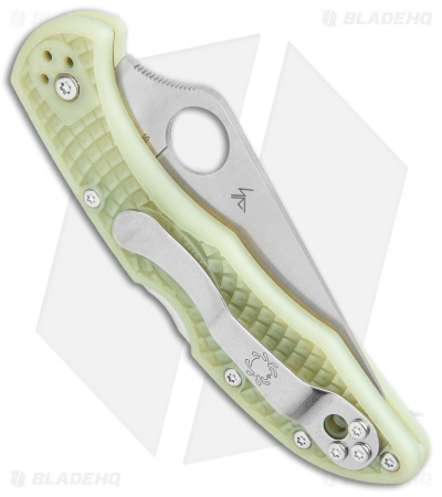 Spyderco Delica 4 Knife Flat Ground Glow Scales (2.88" Satin)  C11FPGITD