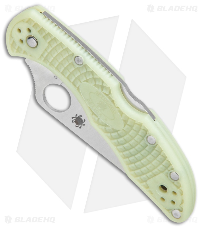 Spyderco Delica 4 Knife Flat Ground Glow Scales (2.88" Satin)  C11FPGITD