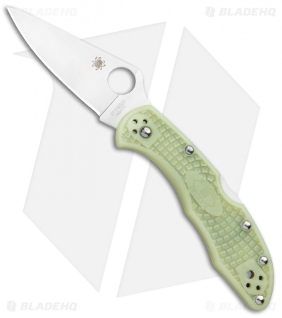 Spyderco Delica 4 Knife Flat Ground Glow Scales (2.88" Satin)  C11FPGITD