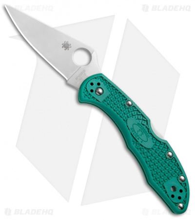 Spyderco Delica 4 Knife Flat Ground Green FRN (2.88" Satin Plain) C11FPGR