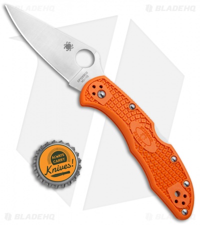 Spyderco Delica 4 Knife Flat Ground Orange FRN (2.88" Satin) C11FPOR