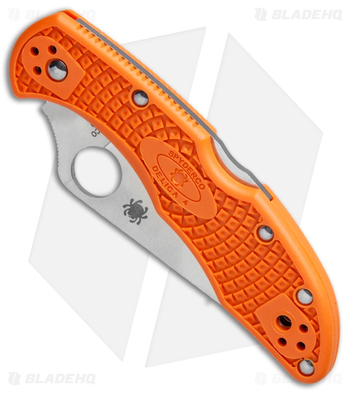 Spyderco Delica 4 Knife Flat Ground Orange FRN - Blade HQ