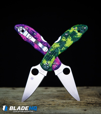 Spyderco Delica 4 Knife Flat Ground Zome Pink/Purple FRN