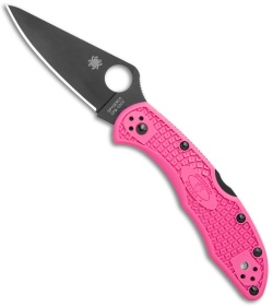 Spyderco Delica 4 Lightweight Lockback Knife Pink FRN (2.88" Black S30V)