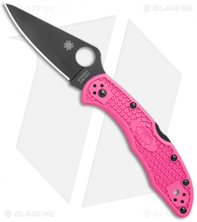 Spyderco Delica 4 Lightweight Lockback Knife Pink FRN (2.88" Black S30V)
