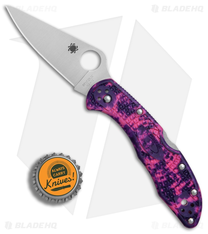 Spyderco Delica 4 Knife Flat Ground Zome Pink/Purple FRN (2.88