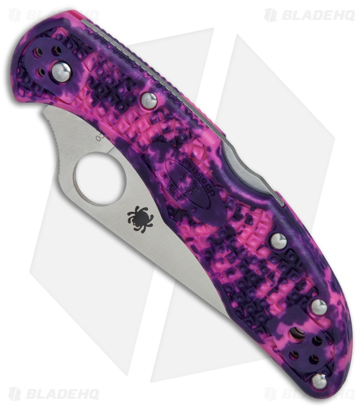 すぴか  Spyderco Delica 4 Knife Flat Ground Zome Pink/Purple FRN