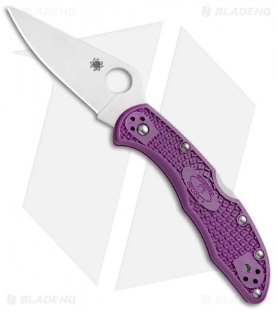 Spyderco Delica 4 Knife Flat Ground Purple FRN (2.88" Satin) C11FPPR