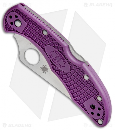 Spyderco Delica 4 Knife Flat Ground Purple FRN (2.88" Satin) C11FPPR