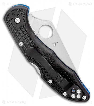 Spyderco Delica 4 Thin Blue Line Knife Black FRN (2.9" Satin Serr) C11FPSBKBL