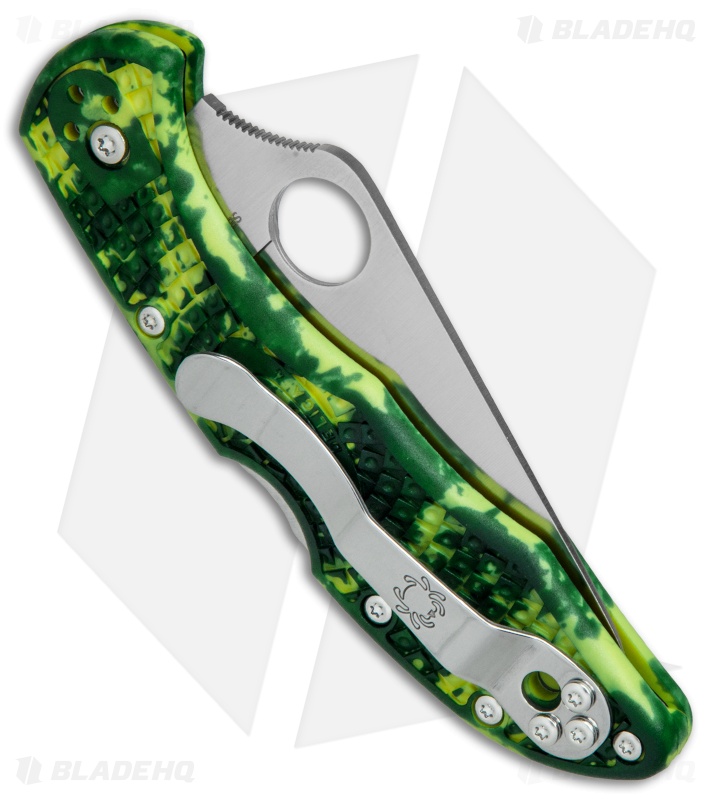 Spyderco Delica 4 Knife Flat Ground Zome Green/Yellow FRN