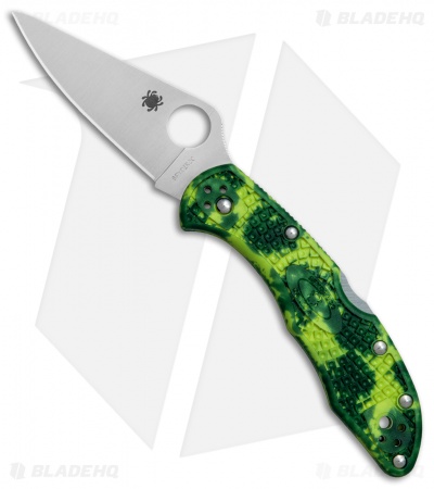 Spyderco Delica 4 Knife Flat Ground Zome Green/Yellow FRN