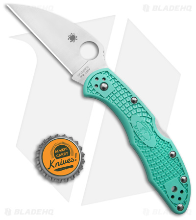 Spyderco Delica 4 Lightweight Wharncliffe Knife Teal FRN (2.9" Satin) C11FPWCTL