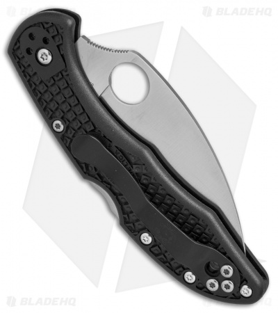 Spyderco Delica 4 Wharncliffe Knife Black FRN (2.8" Satin Full Serr) C11FSWCBK