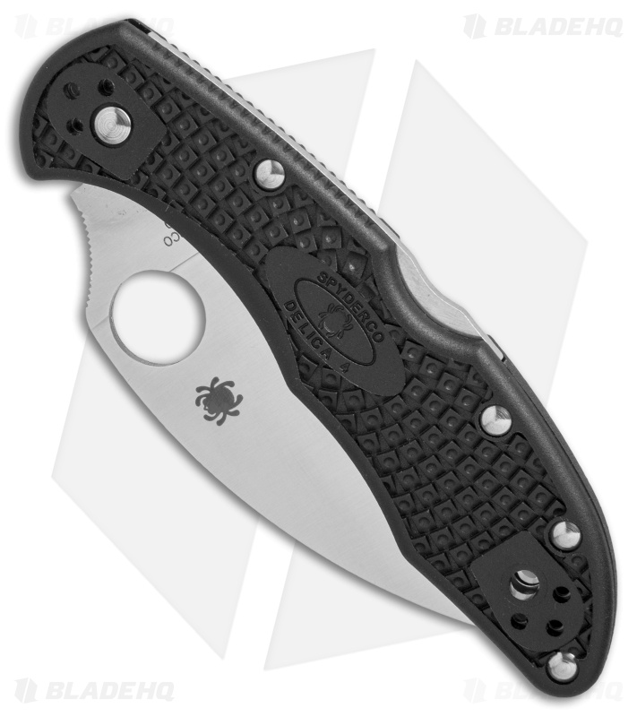 Spyderco Delica 4 Wharncliffe Knife Black FRN (2.8" Satin Full Serr) C11FSWCBK