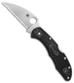 Spyderco Delica 4 Wharncliffe Knife Black FRN (2.8" Satin Full Serr) C11FSWCBK