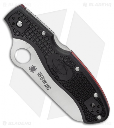 Spyderco Rescue 3 Thin Red Line Knife Black FRN (3.6" Serr Satin) C14FSBKRD3