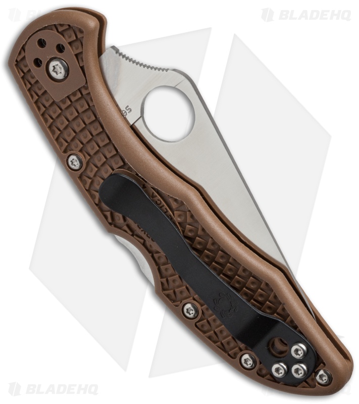 Spyderco Delica 4 Knife Flat Ground Brown FRN (2.88" Satin) C11FPBN