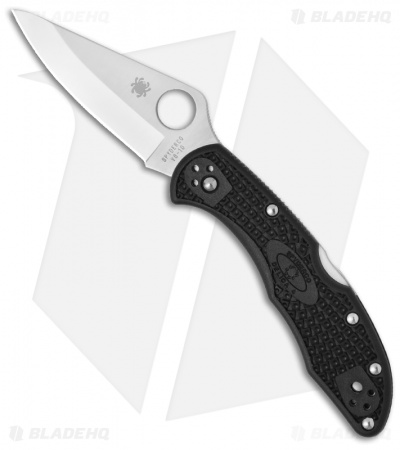 Spyderco Delica 4 Knife Black FRN Folder (2.88" Satin) C11PBK