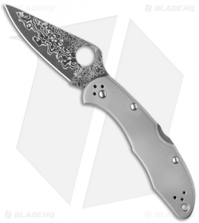 Spyderco Delica 4 Lockback Knife Titanium (2.95" Damascus) C11TIPD