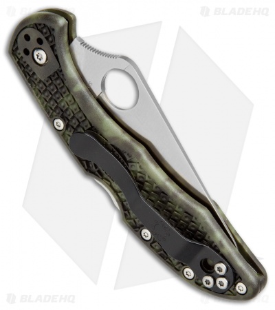 Spyderco Delica 4 Knife Flat Ground Zome Green FRN (2.88" Satin) C11ZFPGR