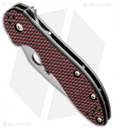 Spyderco Domino Red Weave Carbon Fiber Flipper Knife (3.13" Satin) C172CFRDTIP