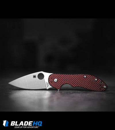 Spyderco Domino Red Weave Carbon Fiber Flipper Knife (3.13" Satin) C172CFRDTIP