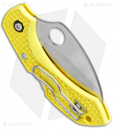 Spyderco Dragonfly 2 Hawkbill Salt Knife Yellow FRN (2.3" Satin Serr) C28SYL2HB