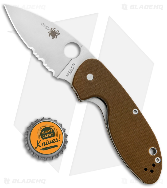 Spyderco Efficient Liner Lock Knife Brown G-10 (3" Satin Serr) C216GPSBBN