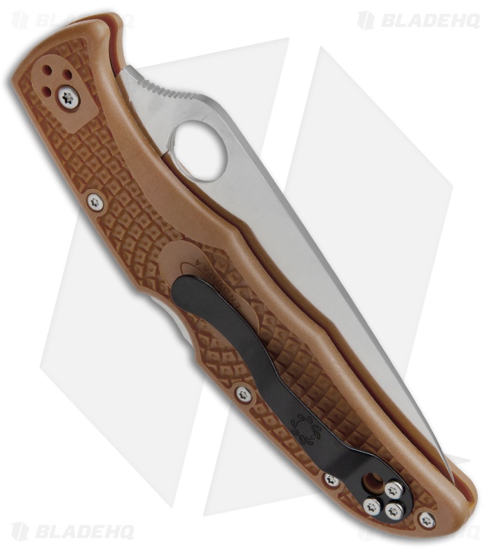 Spyderco Endura 4 Knife Flat Ground Brown FRN (3.75" Satin Plain) C10FPBN