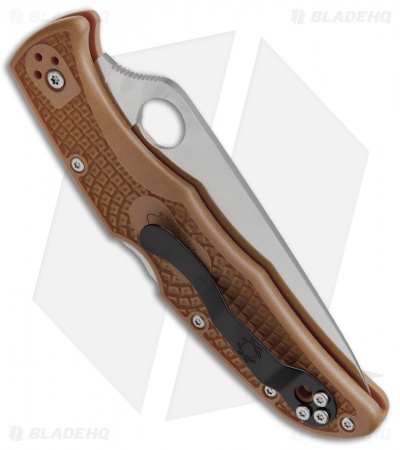 Spyderco Endura 4 Knife Flat Ground Brown FRN (3.75" Satin Plain) C10FPBN