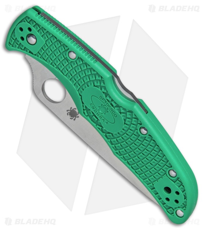 Spyderco Endura 4 Knife Flat Ground Green FRN (3.75" Satin) C10FPGR