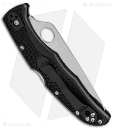 Spyderco Endura 4 Knife Black FRN Folder (3.75" Satin Serr) C10PSBK