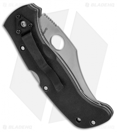 Spyderco James Keating Chinook Lockback Knife Black G-10 (3.75" Satin Serr)
