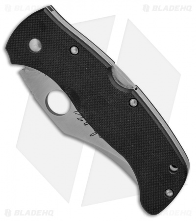 Spyderco James Keating Chinook Lockback Knife Black G-10 (3.75" Satin Serr)