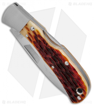 Spyderco Jess Horn Lock Back Knife Jigged Bone (2.6" Satin Serr)