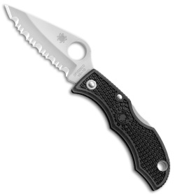 Spyderco Ladybug 3 Knife Black FRN (1.94" Satin Serr) LBKS3