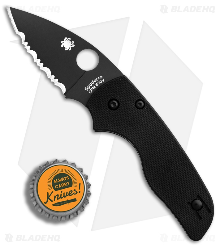 Spyderco Lil' Native Compression Lock Knife G-10 (2.5" Black Serr) C230GSBBK